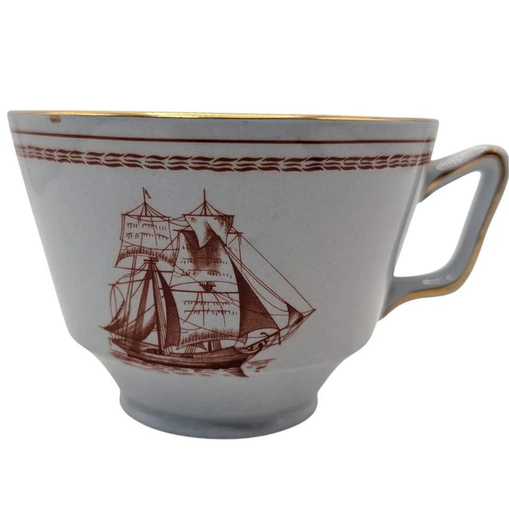 Vintage Spode Trade Winds Teacup Iron Red England‎ Mid Century Modern W128